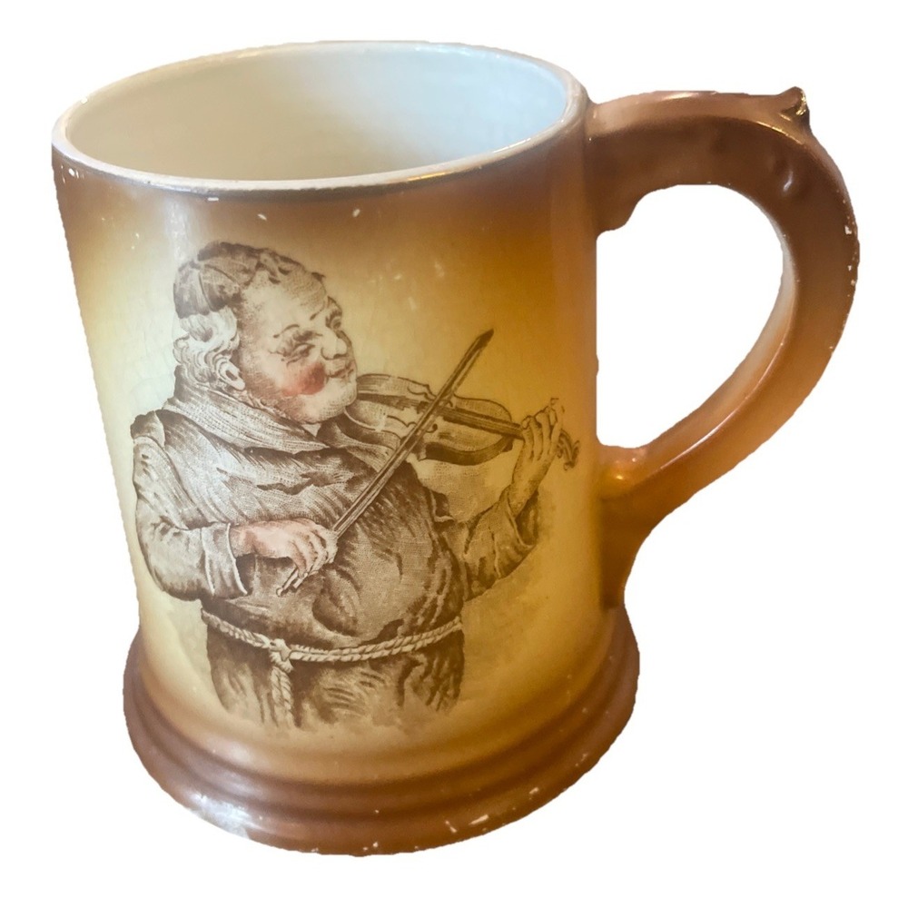 Vintage Brunt Artware Monk Mug Hand Painted over White Ware